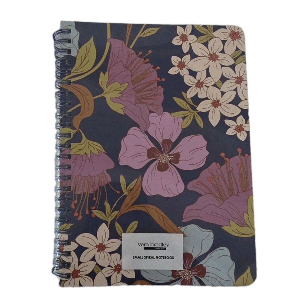 NEW Vera Bradley COFFEE GARDEN Small Spiral Notebook W Pocket Blue Floral